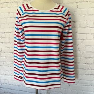 SPANX Long Sleeve Ocean Stripe Hibuscus Swim Shirt--NWT--M